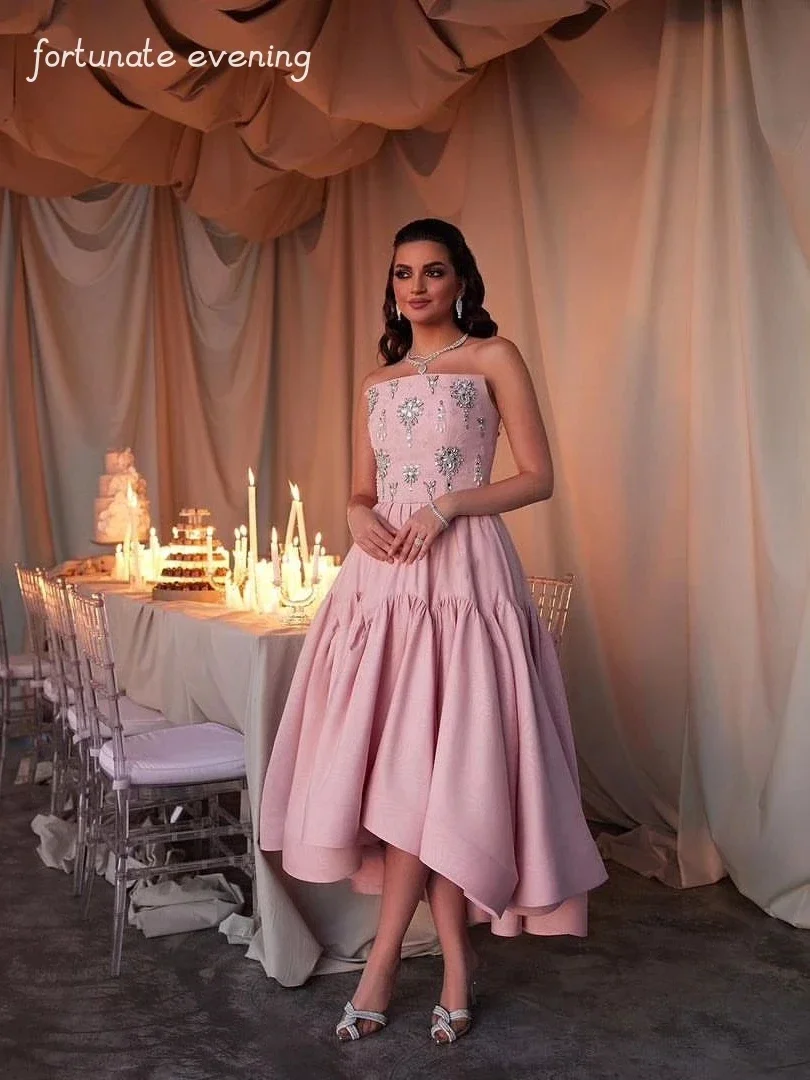 Top Trends: Fortunate Evening Elegant Vintage Crystal Beaded Ruffle Sweet Princess Pink Formal Occasion Prom Dress Evening Party Gowns Shoppable Styles