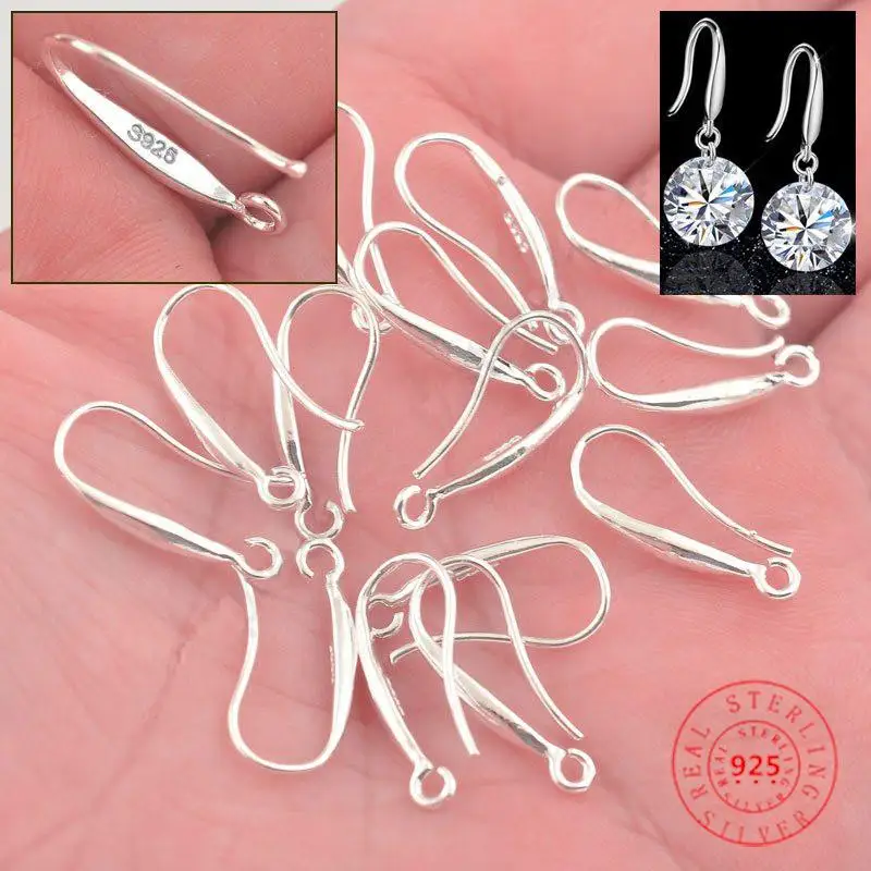 Top Trends: 100Pcs Lot DIY Making Jewelry Earring Findings 925 Sterling Silver Ear Hook Earwires Accessory For Crystal Women's Gift Shoppable Styles