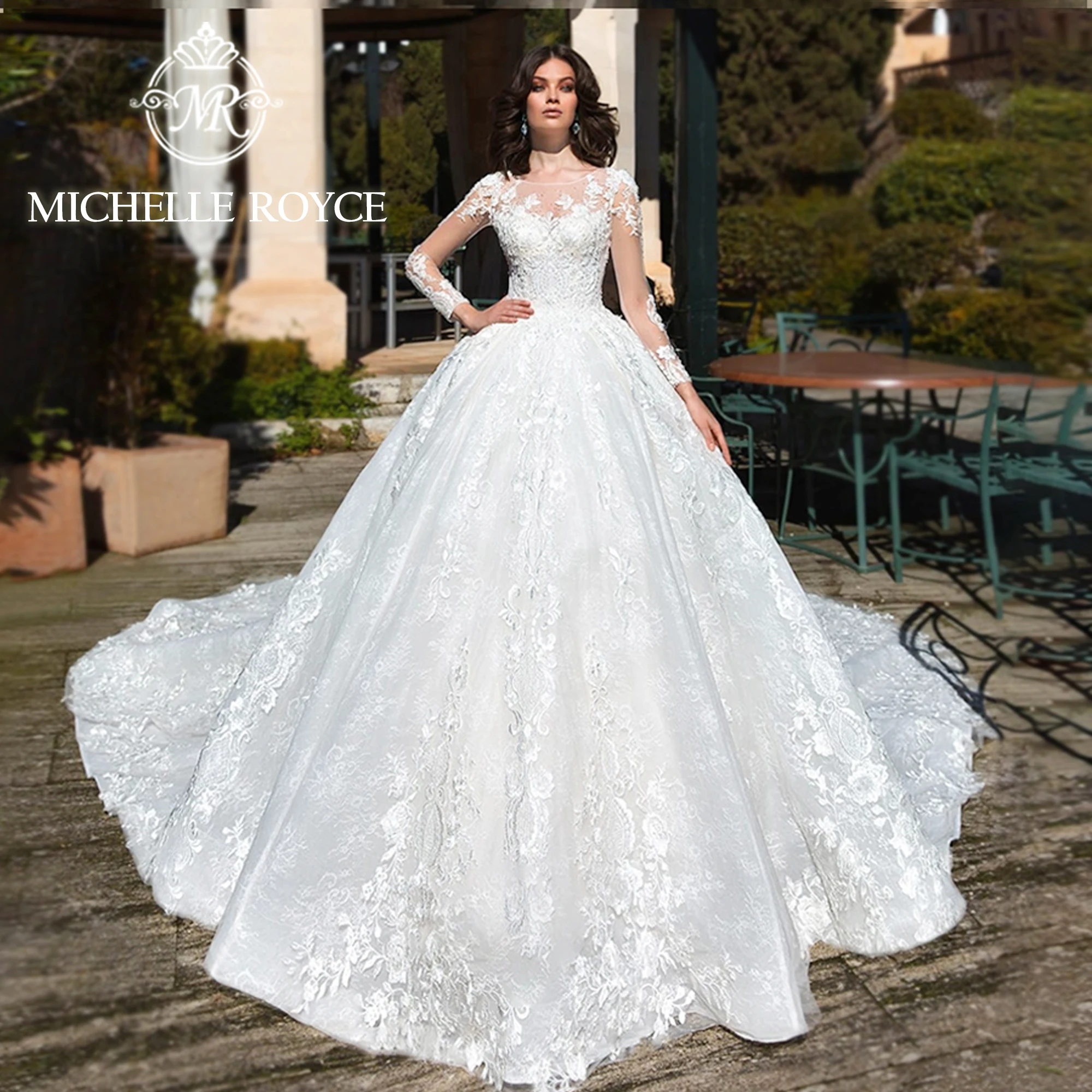 Top Trends: Michelle Royce Luxury Ball Gown Wedding Dresses For Women 2024 Long Sleeve Appliques Scoop Wedding Gown Vestidos De Novia Shoppable Styles