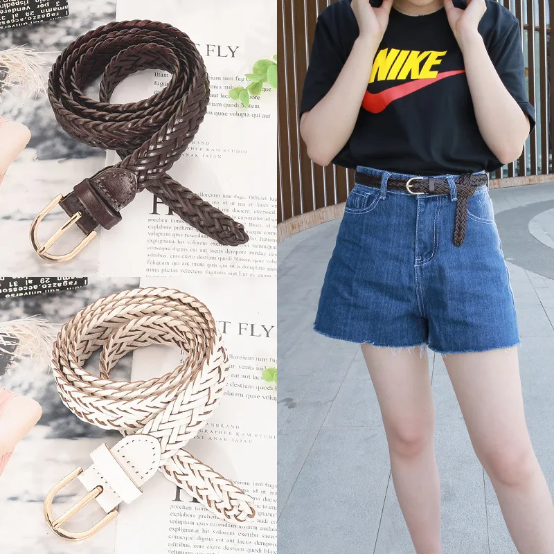 Top Trends: Woven Belt Women&#039;s Simple And Versatile Round Buckle Belt Fashion Matching Dress Coat Decoration Korean Wide Waist Cover Shoppable Styles