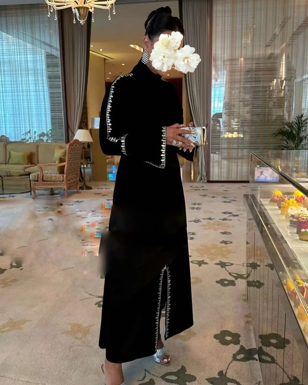 Top Trends: Elegant Long Sleeves Black Prom Dresses High Neck Pleated Beadings Crystals Front Split Ankle Length Formal Party Dresses Shoppable Styles