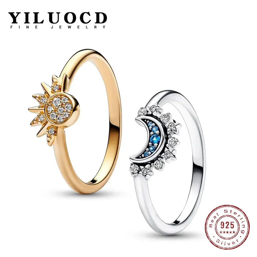 Top Trends: YILUOCD 925 Silver Sun And Moon Ring Set Sparkling Cubic Zirconia Couple Rings Promise Fine Jewelry Gifts For Valentines Day Shoppable Styles