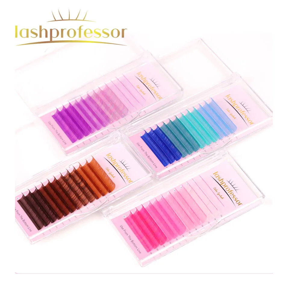 Top Trends: Lashprofessor Mix Color Eyelash Extension Individual Faux Mink Gradient Red Brown Green Purple Pink Colored Lashes Makeup Supply Shoppable Styles