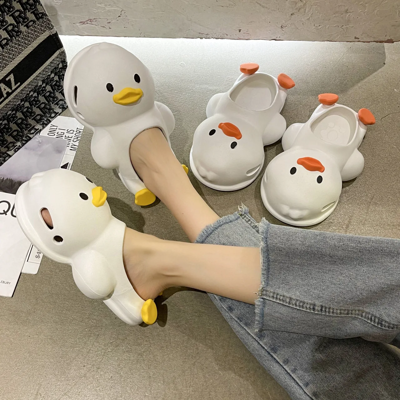 Top Trends: Baotou Summer Outside Wear Duck Sandals And Slippers At Home Comfort Set Foot Beach Shoes Slippers 2022 Korean Version Shoppable Styles