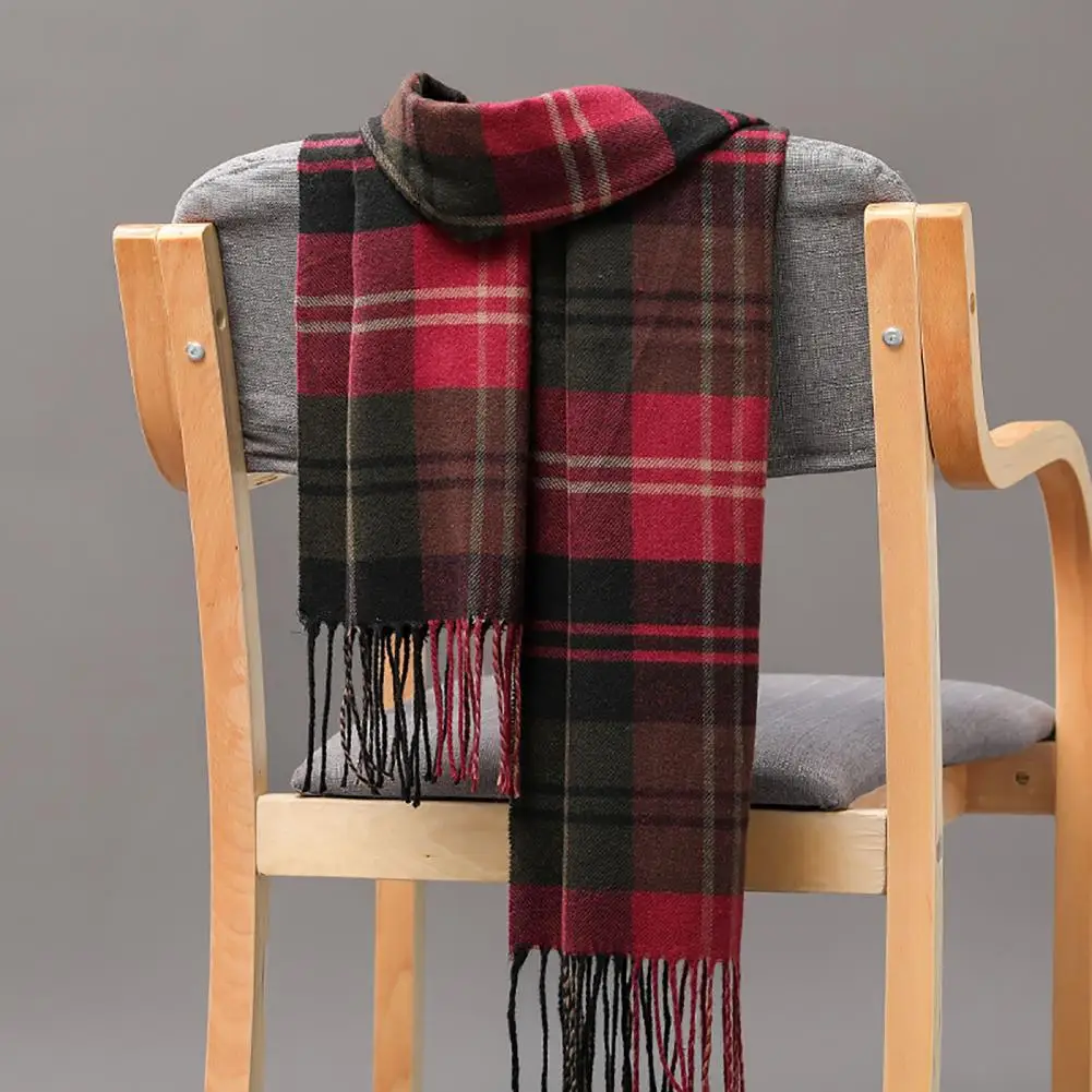 Top Trends: Wool Scottish Plaid Scarves Faux Cashmere Men Women Scarf British Plaid Fringed Tassels Scarf Winter Long Scarf Hijab Male Scarf Shoppable Styles