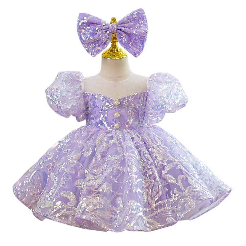 Top Trends: Bling Lilac Sequin Princess Ball Gown Dress For Girls Birthday Carnival Pageant Party Dress For 2-14 Year Kids Cute Shoppable Styles