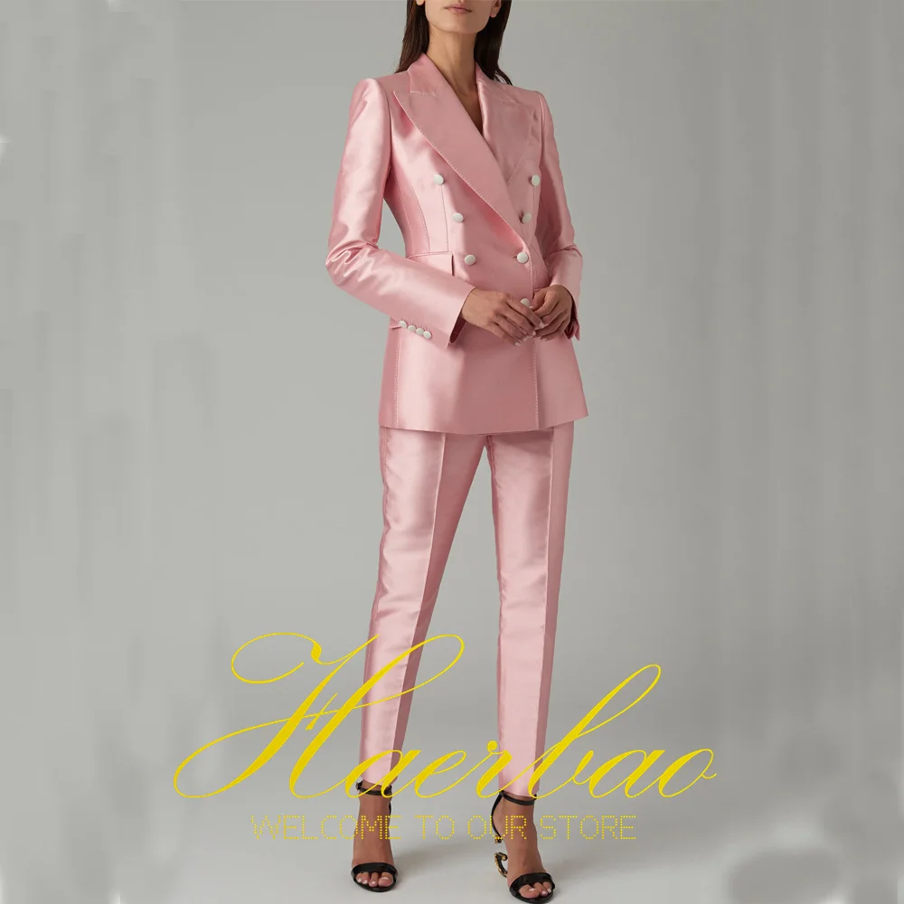 Top Trends: Women&#039;s Double Breasted Blazer And Pants Suit, Pink, Formal, Customized, Wedding Dress, Mom, 2 Pcs Shoppable Styles