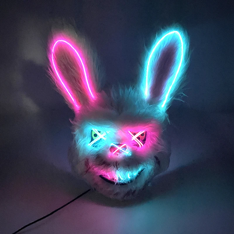 Top Trends: LED Glowing Cosplay Bloody Rabbit Mask Halloween Scary Killer Bunny Headgear Carnival Masquerade Dance Horror Costume Props Shoppable Styles