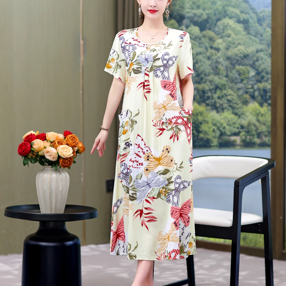 Top Trends: New Fashion Casual 2023 Summer Dresses For Women Vintage Short Sleeve O-Neck Printing Loose Floral Dress Women Clothes Shoppable Styles