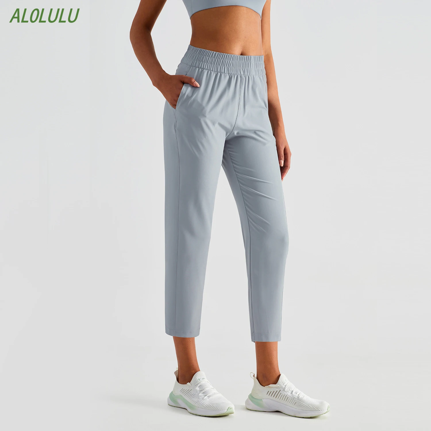 Top Trends: AL0lulu Loose Sports Pants With Logo Breathable Quick-drying Pockets Outdoor Running Hip Pants Yoga Training Fitness Pants Women Shoppable Styles