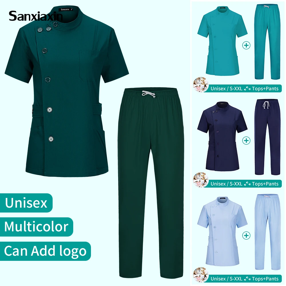 Top Trends: Sanxiaxin Medical Nurse Work Clothes Hospital Surgical Suits Scrub Nursing Uniforms Beauty Salon Female Short Sleeve Coat+ Pants Shoppable Styles