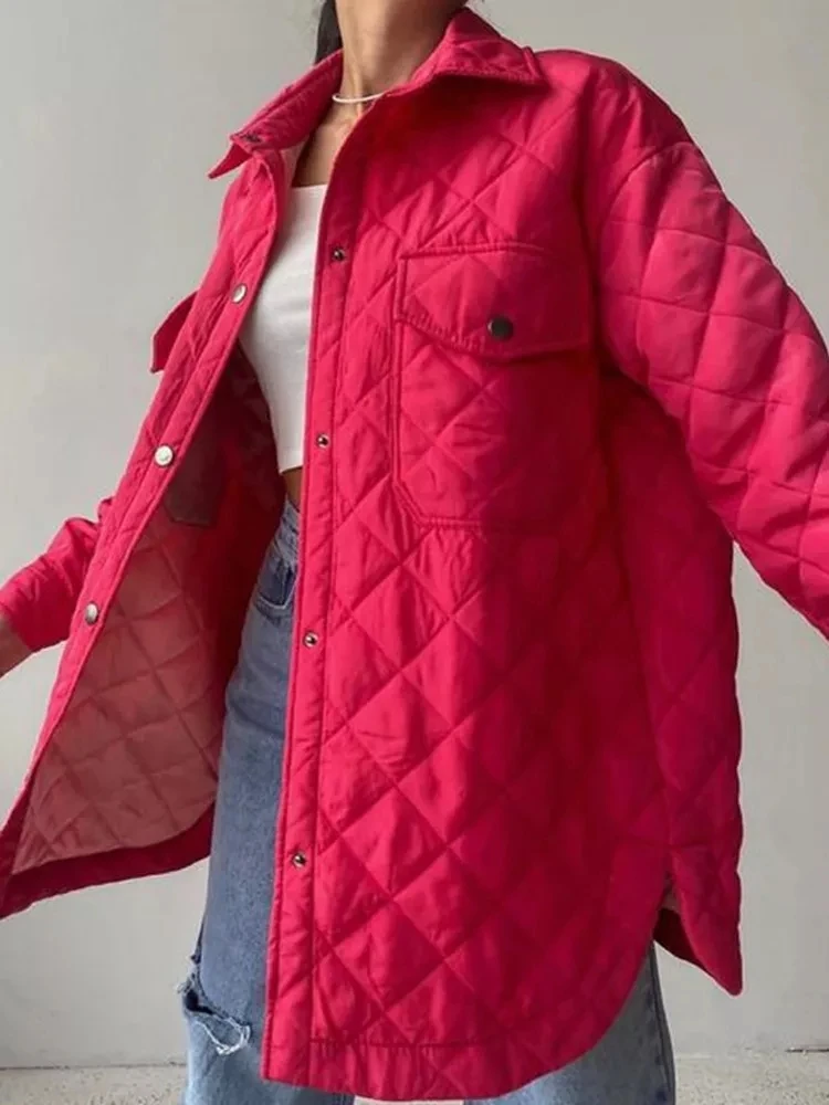 Top Trends: Women's Winter Padded Jacket Fashion Warm Loose Casual Coats Lapel Single-breasted Outwear Ladies Elegant Quilted Jackets Belt Shoppable Styles