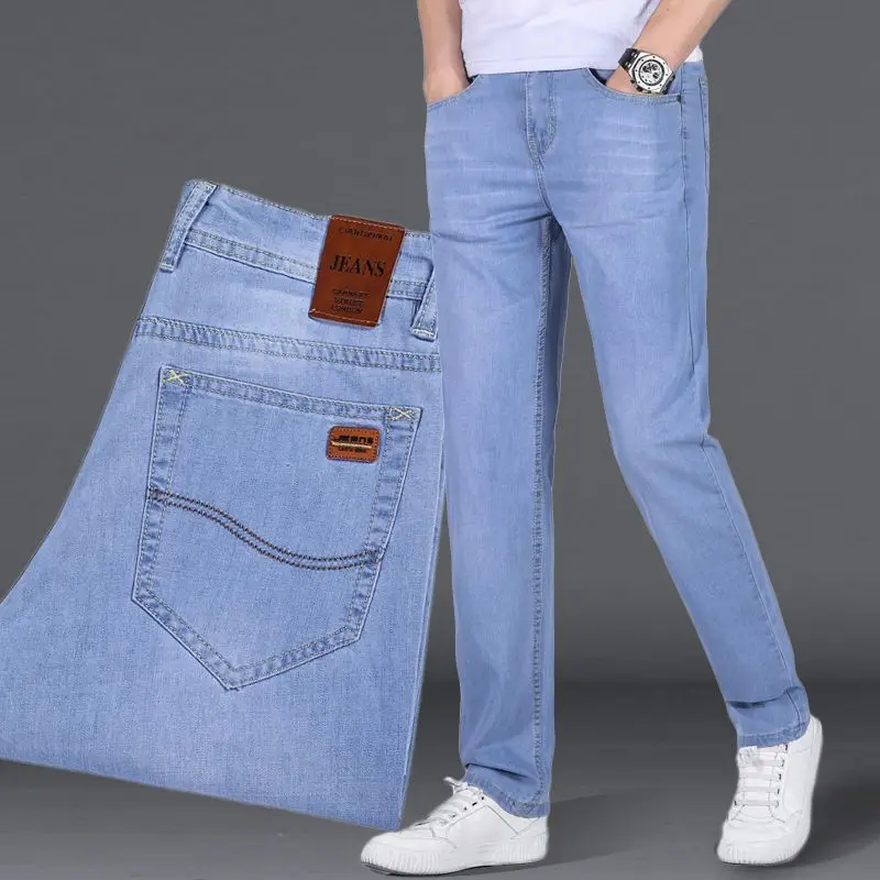 Top Trends: Fashion Men Slim Straight Jeans Streetwear Men Big Size Blue Pants Spring Autumn New Koreon Business Casual Male Denim Trousers Shoppable Styles