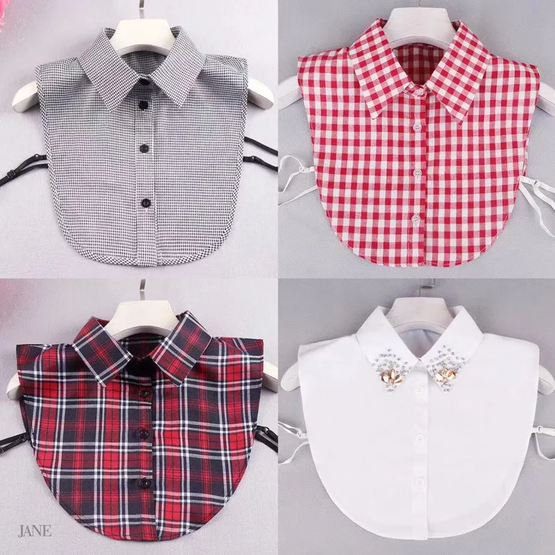 Top Trends: Ins Fake Collar Plaid Shirt Detachable Collars Solid Shirt Womens Dickie Collar White Girls Top Clothes Dickey Collar For Women Shoppable Styles