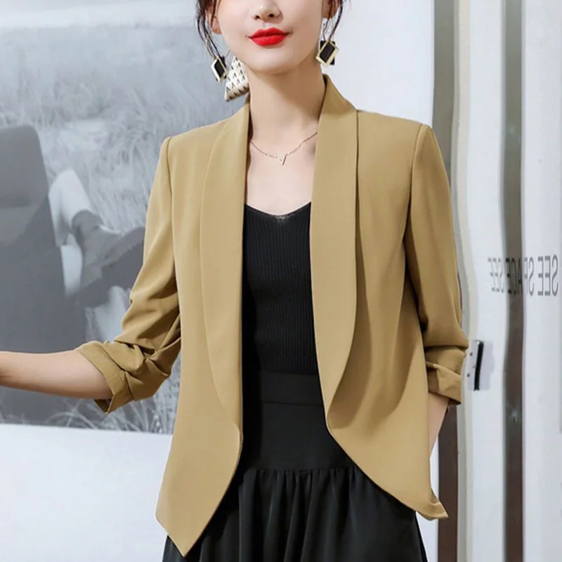 Top Trends: Elegant Solid Color Spliced Shirring Irregular Blazer Women&#039;s Clothing 2023 Autumn New Oversized Casual Tops Office Lady Blazers Shoppable Styles