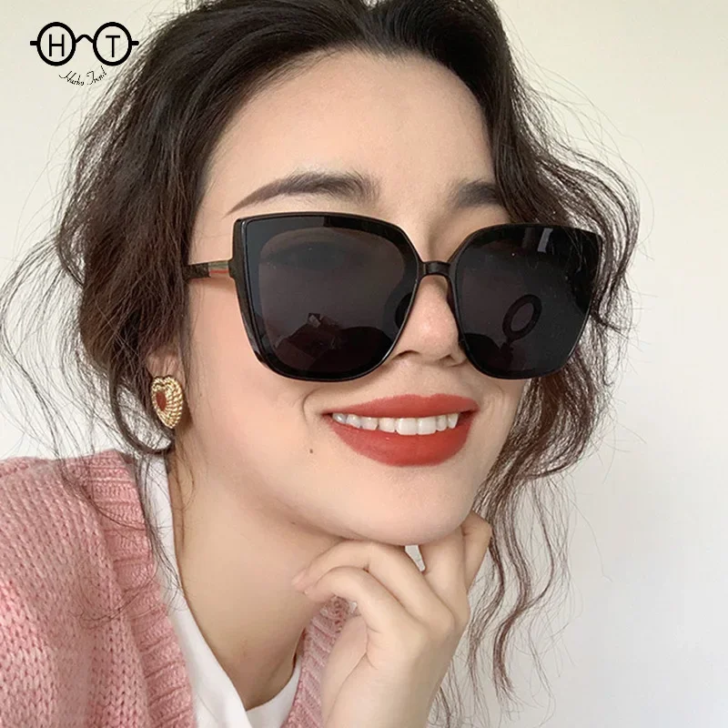 Top Trends: Brand Designer Big Cat Eye Sunglasses Woman Vintage Black Mirror Sun Glasses For Fashion Frame Cool Sexy Female Oculos 2024 Shoppable Styles