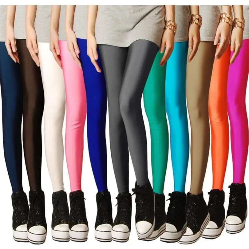 Top Trends: Spring Autume Solid Candy Neon Leggings For Women High Stretched Female Sexy Legging Pants Girl Clothing Leggins Women Clothing Shoppable Styles