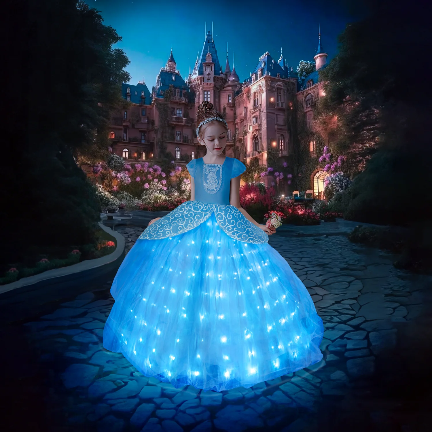 Top Trends: Uporpor Girls Cinderella Cosplay LED Dress Up Clothes For Girls Christmas Halloween Party Princess Costume Kids Birthday Gown Shoppable Styles