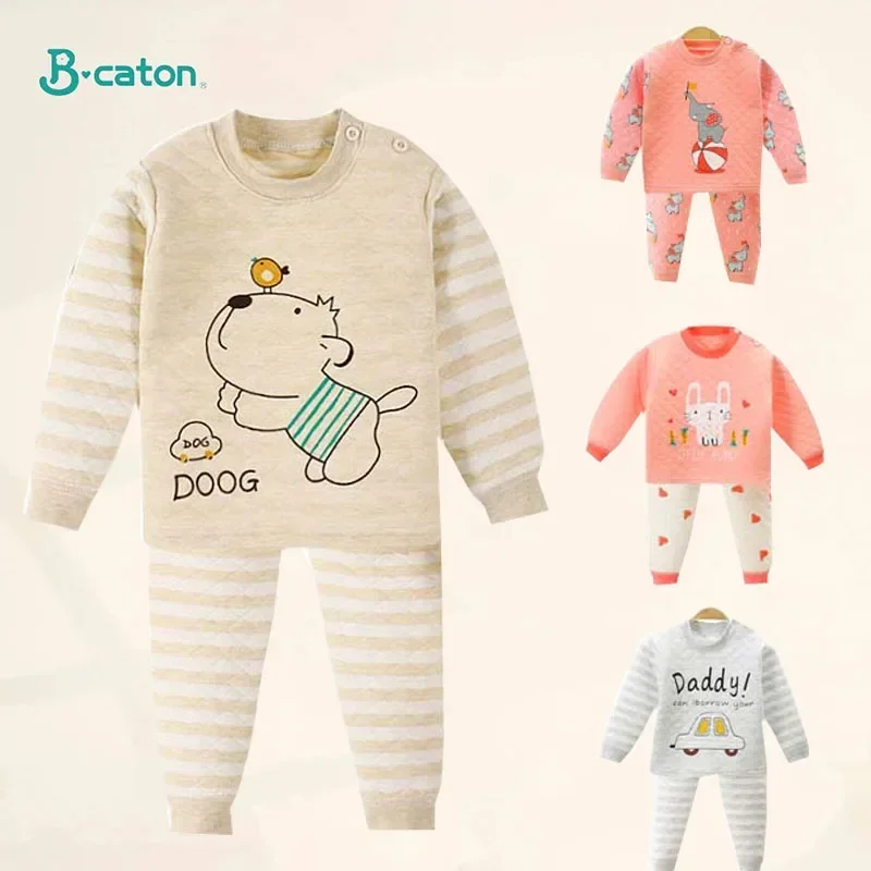 Top Trends: Children Sets Autumn Winter Thermal Underwear Set For Boys Girls Thicken Warm Cotton Kids Clothes Baby Sleeping Clothing Pajamas Shoppable Styles