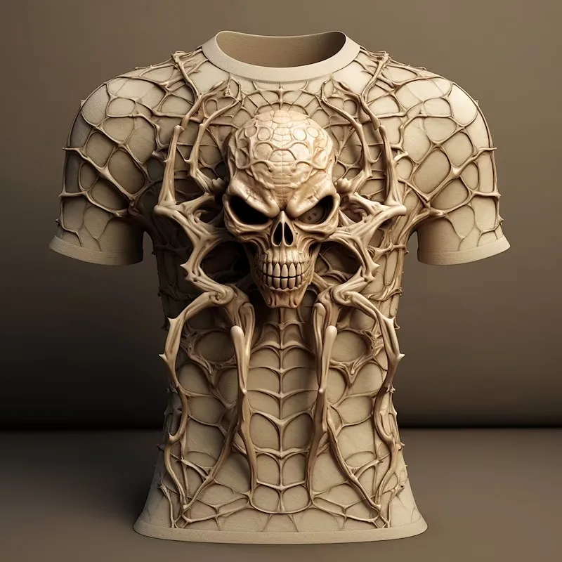 Top Trends: Skull T-Shirts For Men 3d Spider Print Street Designer Men's Clothing Daily Casual Short Sleeves Tops Loose Oversized Sweatshirt Shoppable Styles