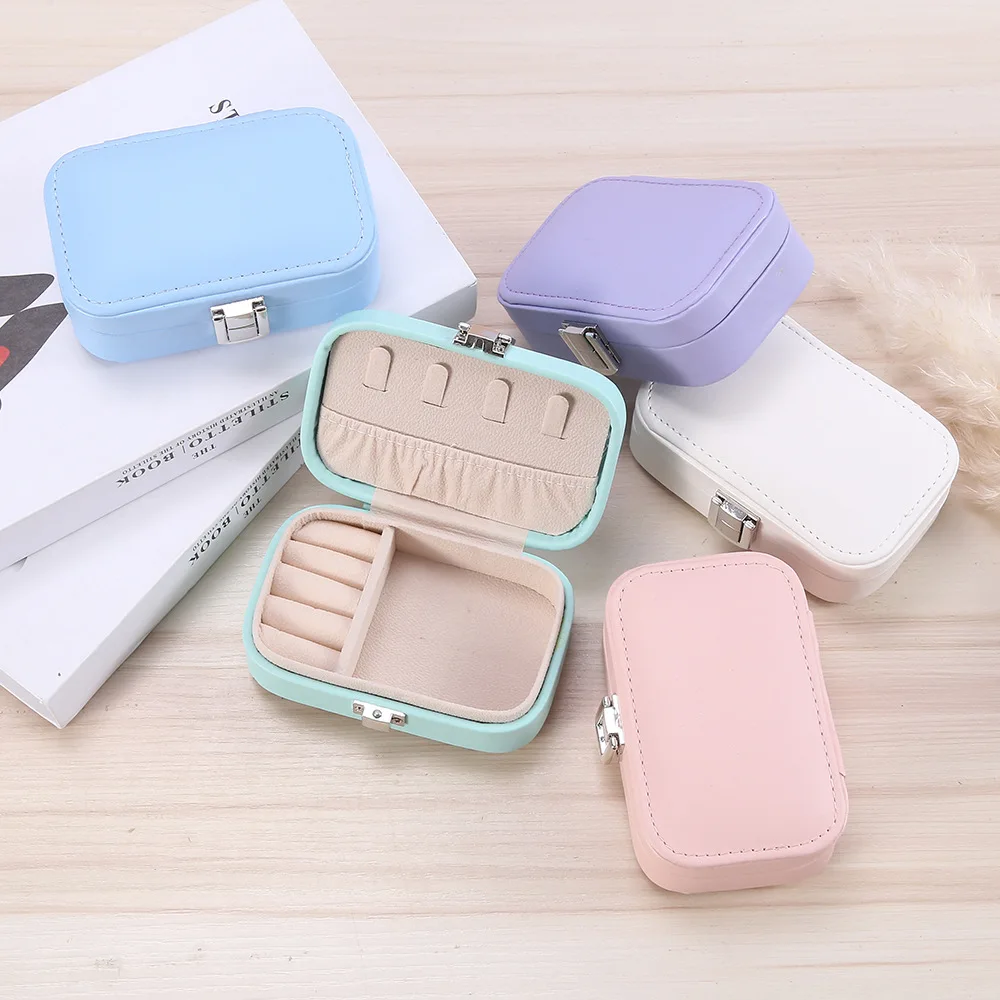 Top Trends: Macaron Jewelry Box For Travel Portable Ring Earrings Necklace Organizer Double Layer PU Leather Snap Button Display Case Shoppable Styles