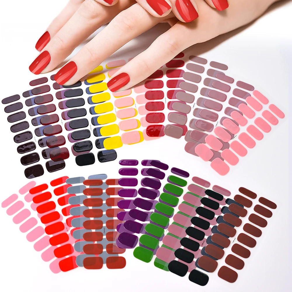 Top Trends: 16Strips Gel UV Nail Sticker Semi Cured Nail Wraps Waterproof Gel Nail Strips Patch Slider Nail Strips Manicure Decorations 20st Shoppable Styles