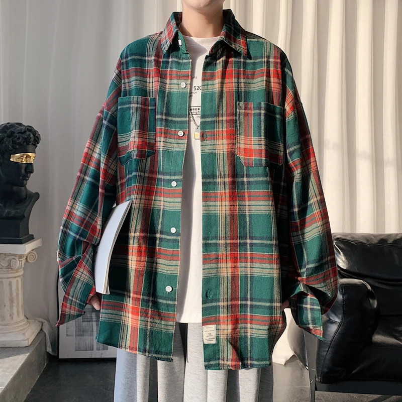 Top Trends: Autumn Long Sleeved Shirt Men Fashion Oversized Plaid Shirt Men Streetwear Korean Loose Casual Shirts Mens Large Size M-5XL Shoppable Styles - Image 2