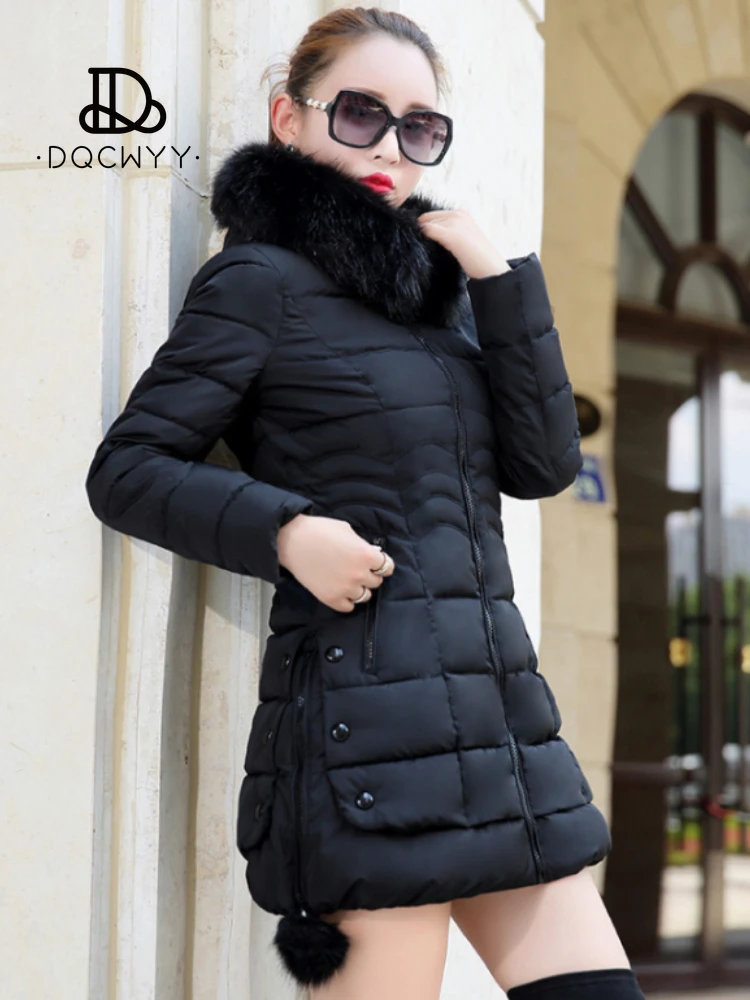 Top Trends: Cotton Jacket Women's Coat Mid Length Version Winter New Korean Fur Collar Slim Show Thinness Parkas Thicken Warm Women's Jacket Shoppable Styles