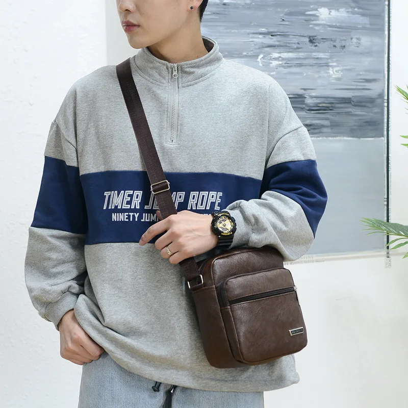 Top Trends: Fashion PU Leather Men's Shoulder Bag Large Capacity Male Crossbody Bag Business Messenger Bag Casual Sling Bag Shoppable Styles - Image 2