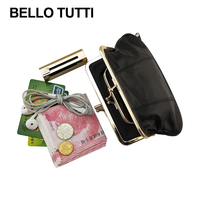 Top Trends: BELLO TUTTI New Style Coin Purse Genuine Leather Card Holder Wallet Metal Frame Change Purse For Girls Original Small Coin Bag Shoppable Styles - Image 2