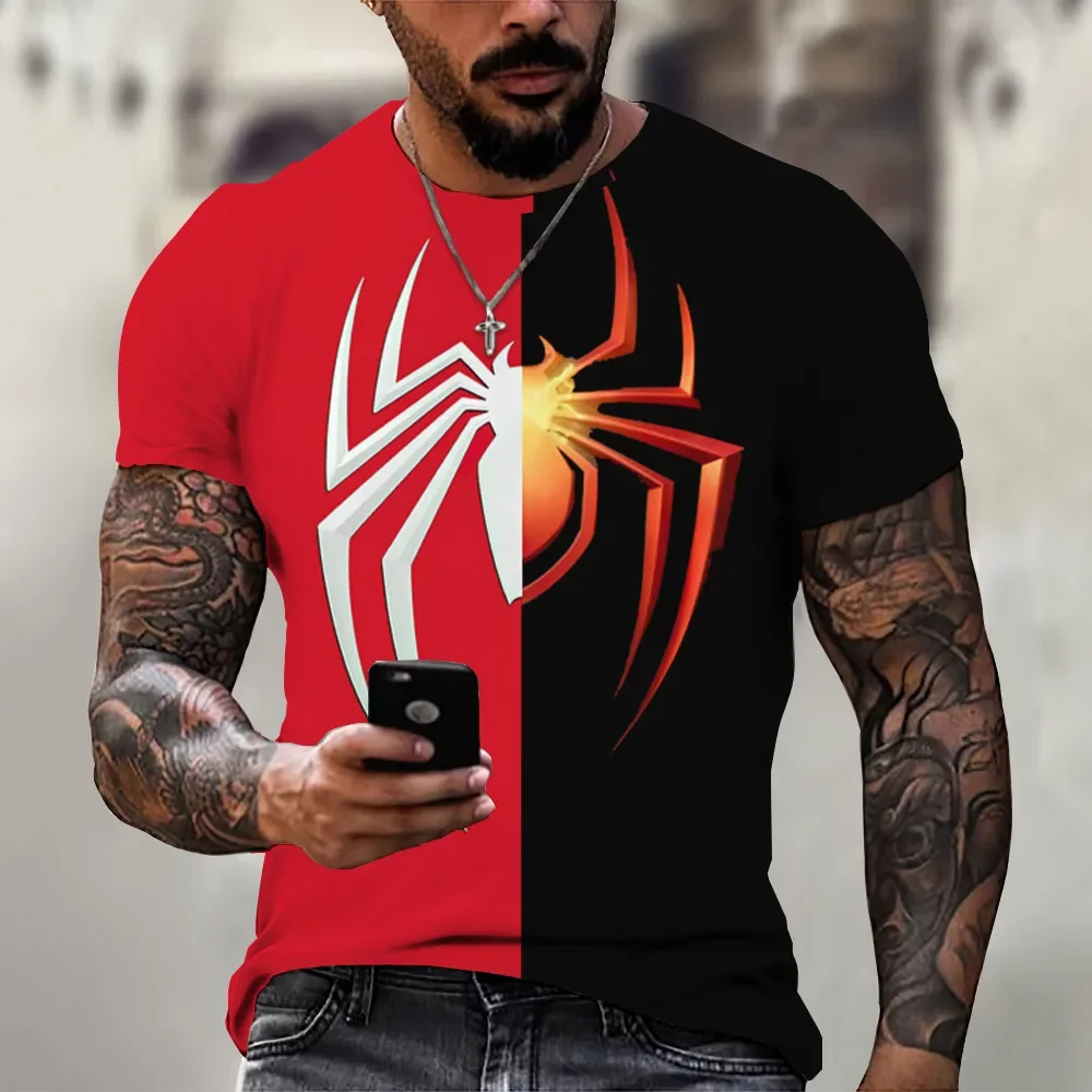 Top Trends: Men's 3D Spider Print T-shirt, Colorful Spider Sketch T-shirt, Round Neck Short Sleeve T-shirt, 2023 New Summer Fashion Top Part Shoppable Styles