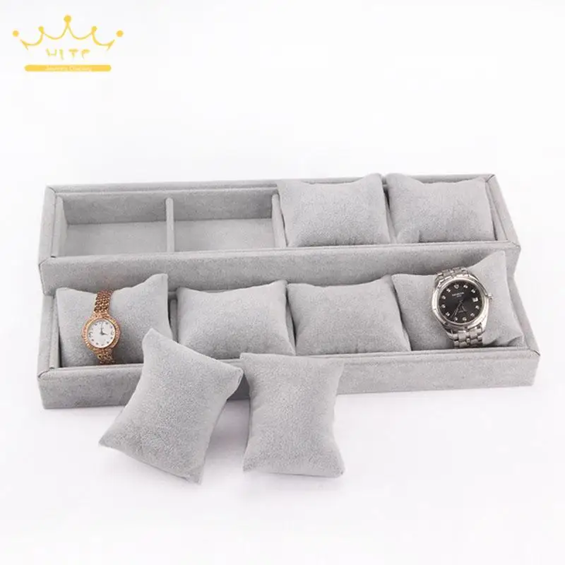 Top Trends: Bracelet Watch Display Tray Jewelry Holder Grey Velvet Tray Jewelry Pillow Display Prop Watches Bangle Ring Showcase Tray Plate Shoppable Styles - Image 3