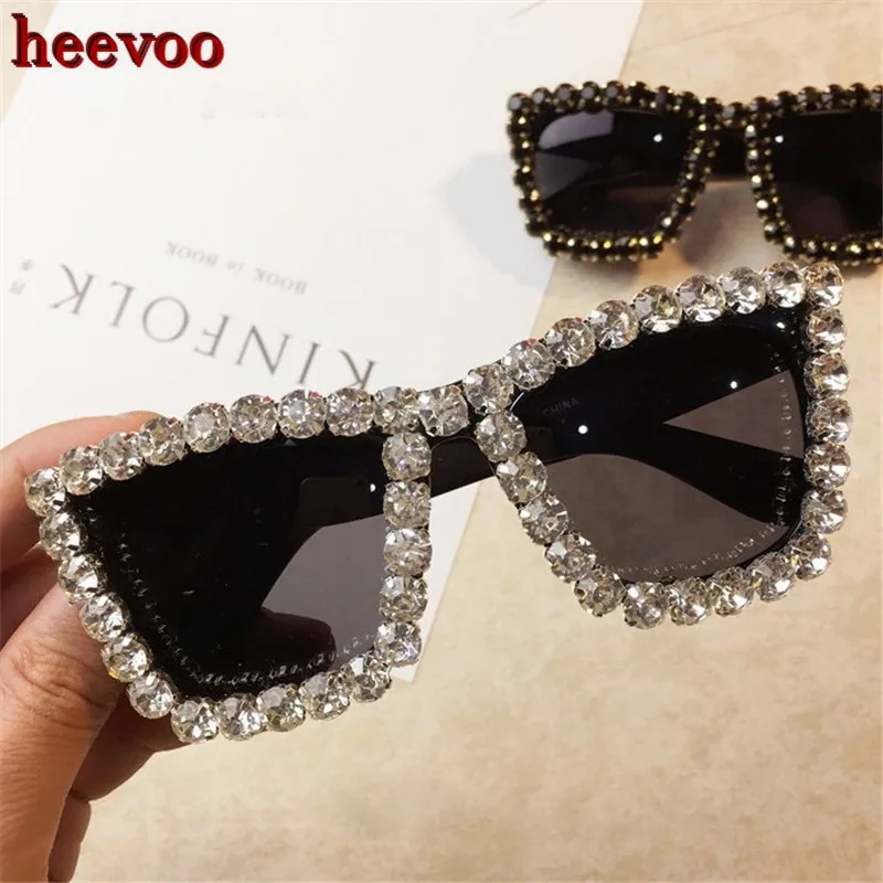 Top Trends: Oversized Rhinestone Frame Square Sunglasses Ladies Diamond Glasses Brand Designer Fashion Sun Glasses UV400 Shades For Women Shoppable Styles