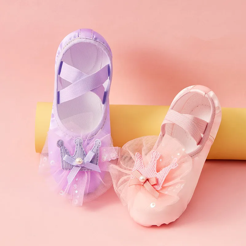 Top Trends: Children's Dance Shoe Soft Sole Practicing Cat Claw Satin Flower Lace Ballet Body Yoga Girl Indoor Gymnastics Princess Shoes Shoppable Styles