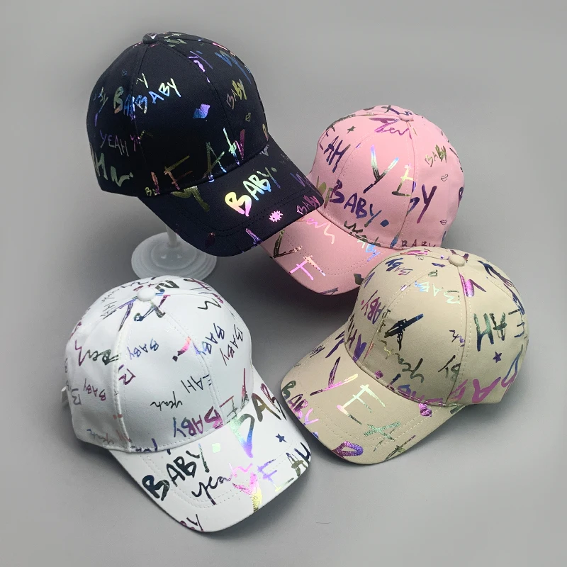 Top Trends: Cool Shiny Gradient Graffiti Letter Kpop Men Women Baseball Hats Cotton Simple Streetwear Comfortable Sport Casual Hip Hop Caps Shoppable Styles