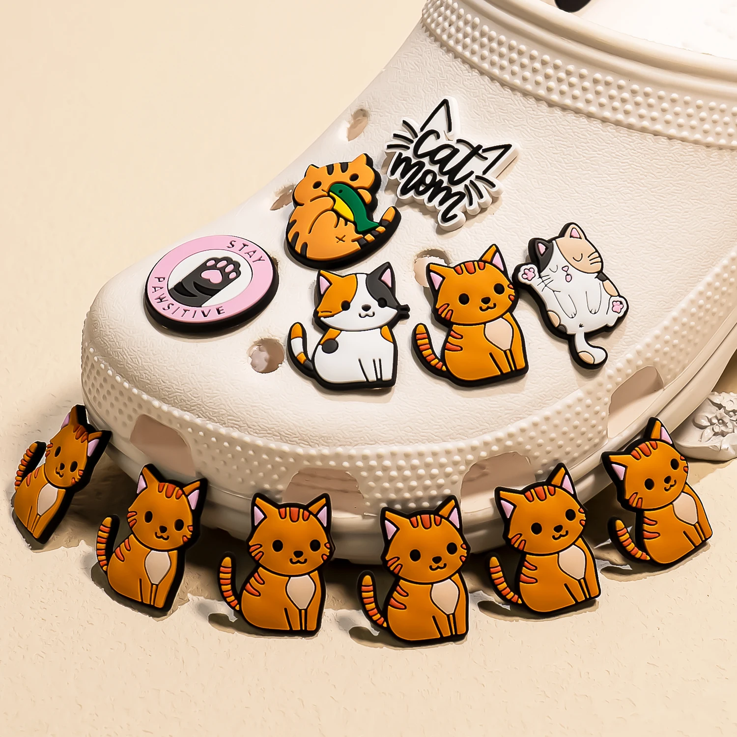 Top Trends: 1pcs PVC Cute Cat Shoe Charms Pet Orange Cat Black Cat Shoe Decoration Pins Garden Sandal Accessories For Women Girl Boy Shoppable Styles - Image 3