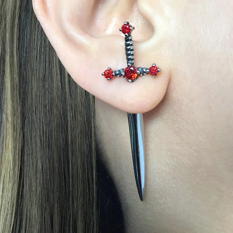 Top Trends: Kinitial Sword Earrings Gothic Removable Sword Ear Jacket Dagger Earrings Dagger Earrings Front Back Earring, Shoppable Styles