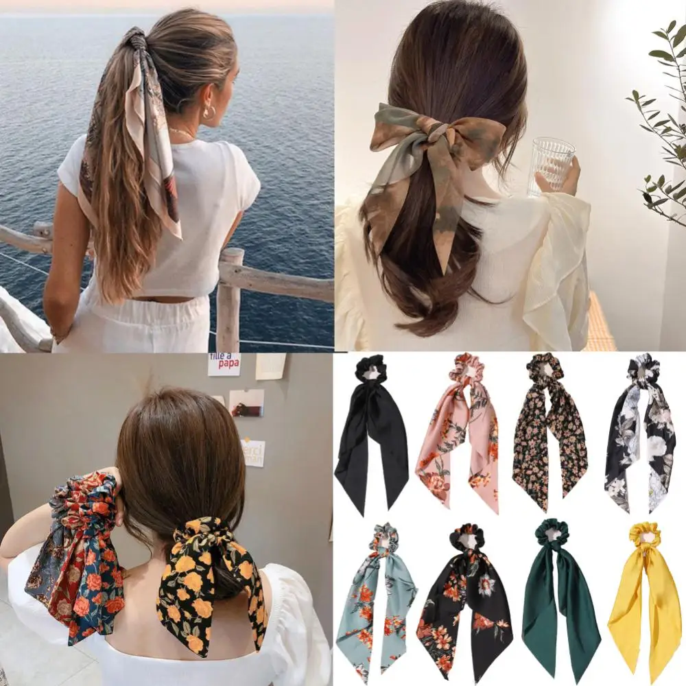 Top Trends: 1pc Bow Satin Long Ribbon Hair Rope For Women Girls Elastic Hair Bands Ponytail Scarf Hair Tie Scrunchies Hair Accessories Shoppable Styles