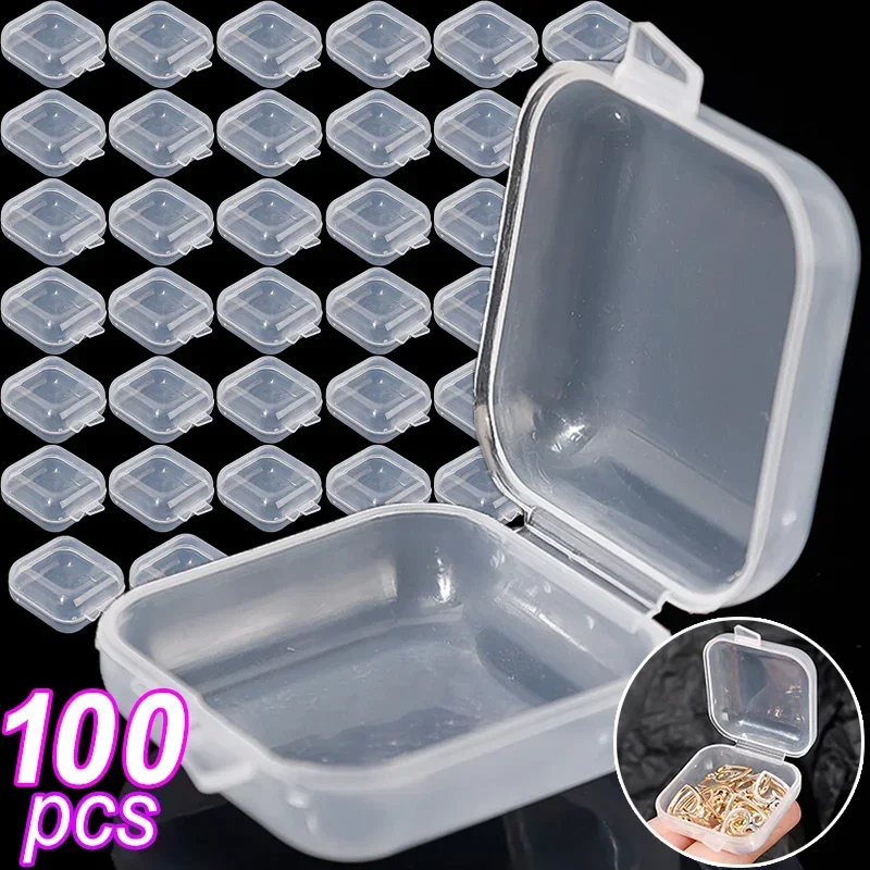 Top Trends: 100pcs Mini Plastic Storage Containers Box Portable Pill Medicine Holder Storage Organizer Jewelry Packaging For Earrings Rings Shoppable Styles