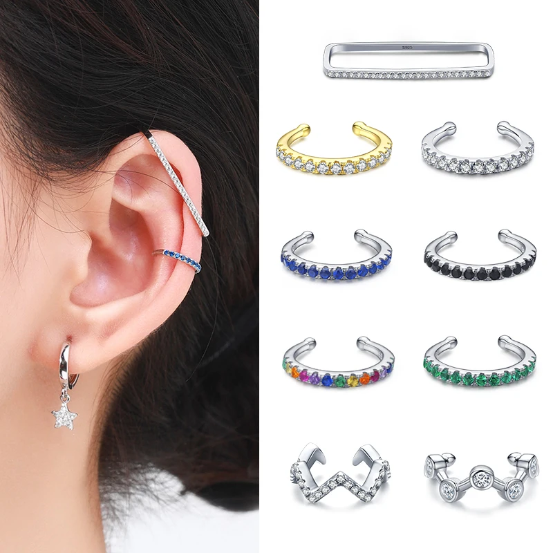 Top Trends: Modian 1PC Rainbow Ear Cuff 925 Sterling Silver Fashion Unique Circle Tiny Clip Earrings For Women Girl Fine Jewelry Accessories Shoppable Styles