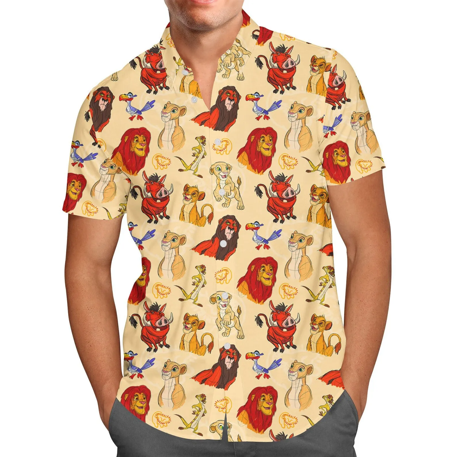 Top Trends: The Lion King Simba Hawaiian Shirt Men Women Summer Short Sleeve Button Up Shirt Casual Beach Shirt Disney Hawaiian Shirt Top Shoppable Styles