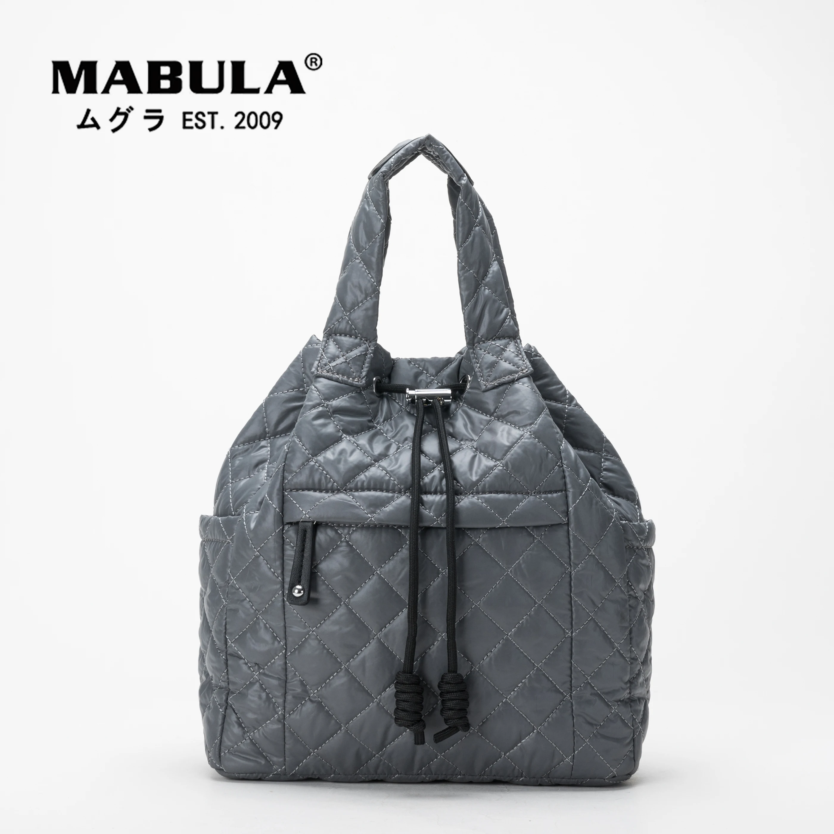 Top Trends: MABULA Large Women Quilted Tote Handbag Drawstring Nylon Feather Down Padded Backpack For Work Multi Pocket Casual Shopper Bag Shoppable Styles