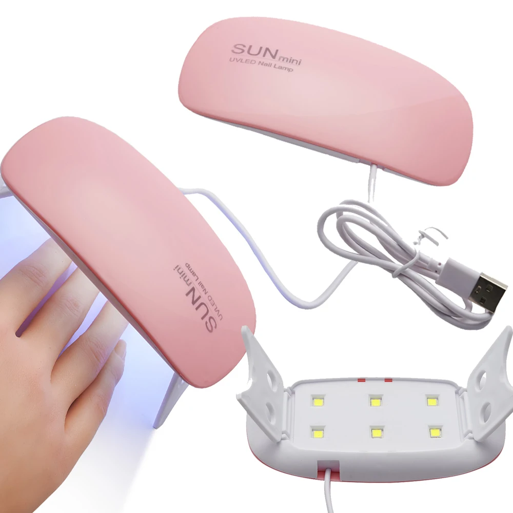 Top Trends: 1Pc Mini Portable Nail Lamp With 6pcs Led Bead UV / LED Nail Dryers White Pink Color USB Charging 6W Home Use Nail Tools Lamp &*& Shoppable Styles