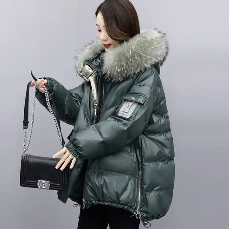 Top Trends: New Women Down Cotton Coat Winter Jacket Female Loose Large Size Parkas Warm Thick Outwear Artificial Fur Collar Hooded Overcoat Shoppable Styles