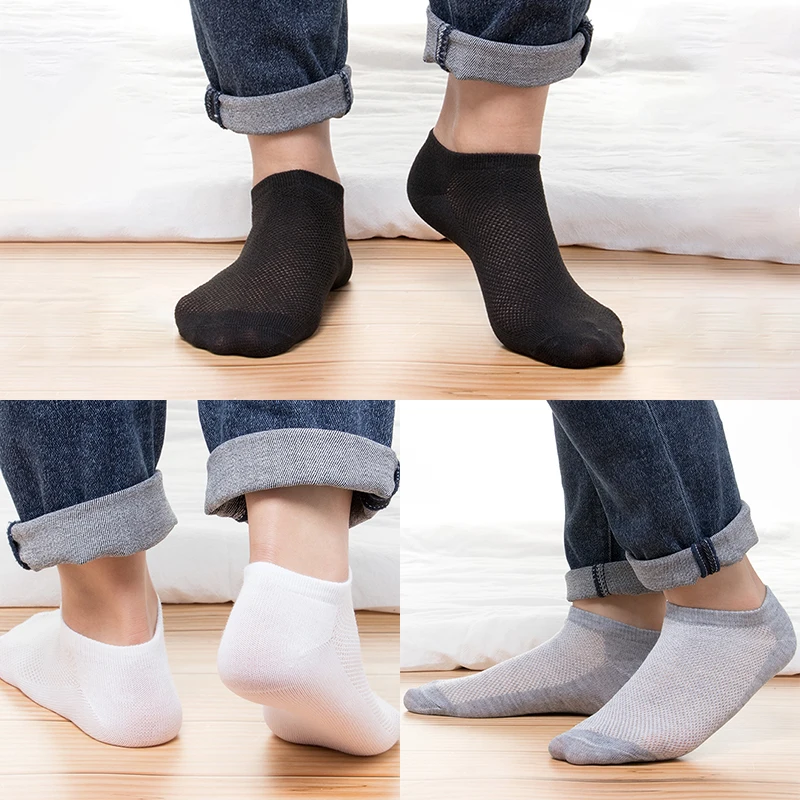 Top Trends: 6 Pairs Breathable Men's Socks Short Ankle Elastic Solid Color Mesh High Quality Cotton Women's Sock Unisex Plus Size Eur 38-46 Shoppable Styles - Image 2