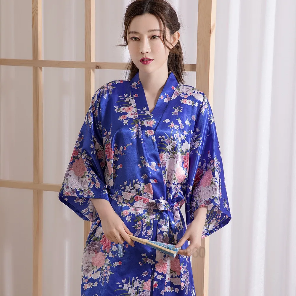 Top Trends: Flower Lady Sexy Robe Sleepwear Plus Size 3XL Long Nightgown Satin Lady Night Dressing Bath Gown Bride Bridesmaid Wedding Kimono Shoppable Styles - Image 4