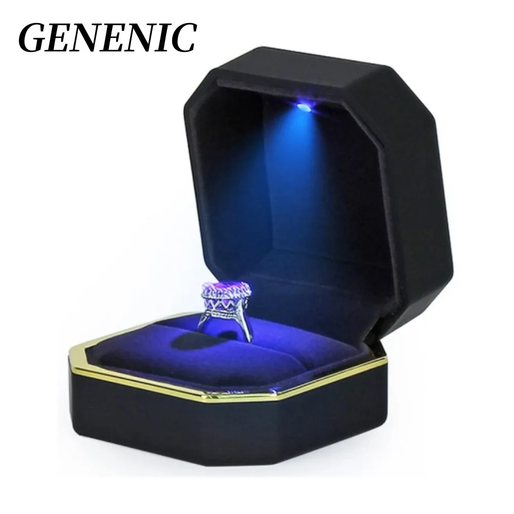 Top Trends: 1Pc LED Ring Box Jewelry Box Luxury Necklace Pendant Gift Display For Engagement Proposal Wedding Jewelry Organizer Box Ringdoos Shoppable Styles