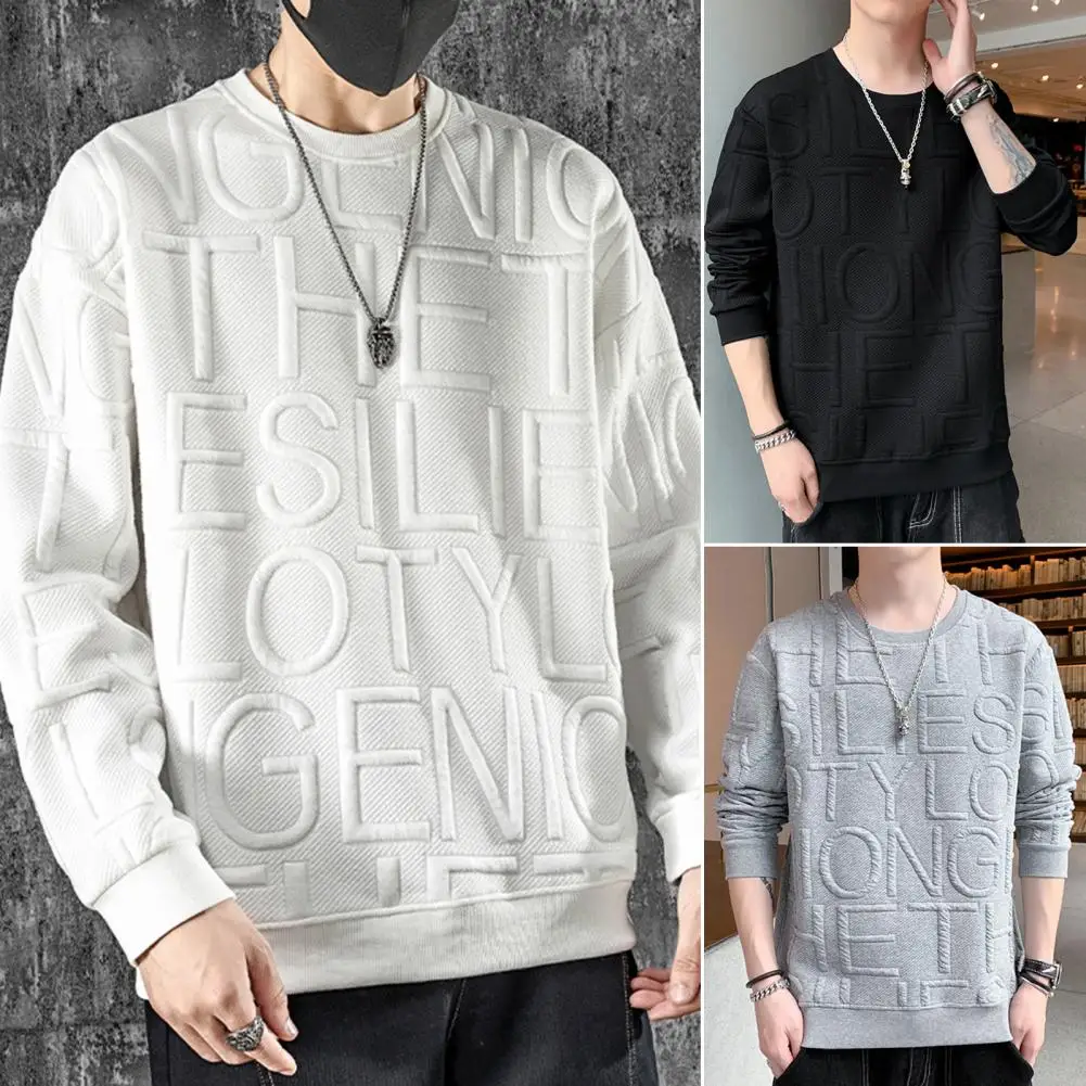 Top Trends: Men Autumn Sweatshirt English Letter O Neck Long Sleeves Casual Pullover Breathable Korean Style Spring Sweatshirt Male Clothes Shoppable Styles