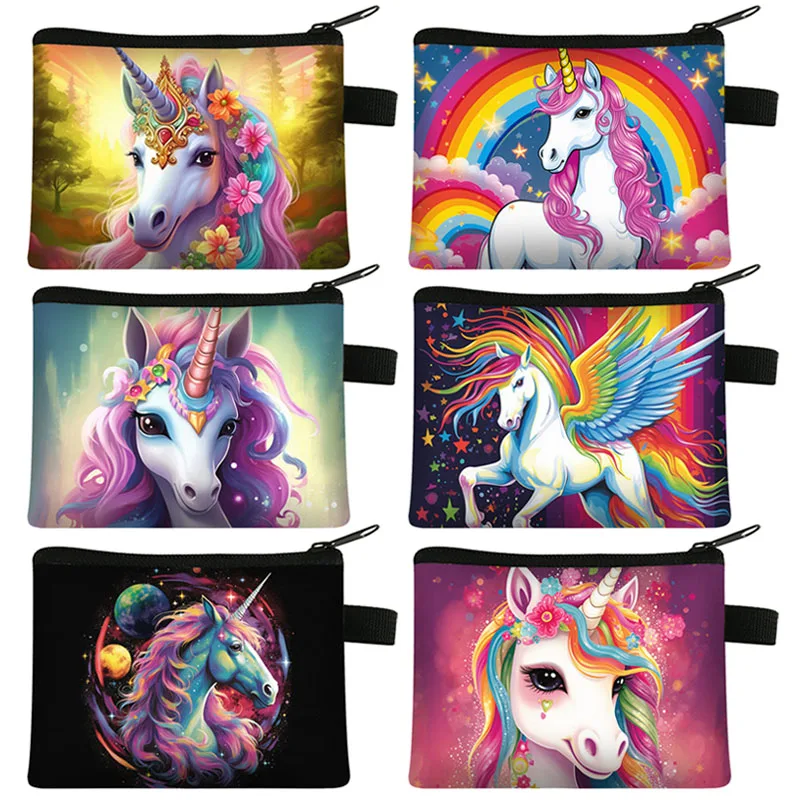 Top Trends: Cute Cartoon Unicorn Print Coin Purses Fantasy Rainbow Colorful Coin Bag Girl Kawaii Keys Credit Card Holder Small Wallet Gift Shoppable Styles