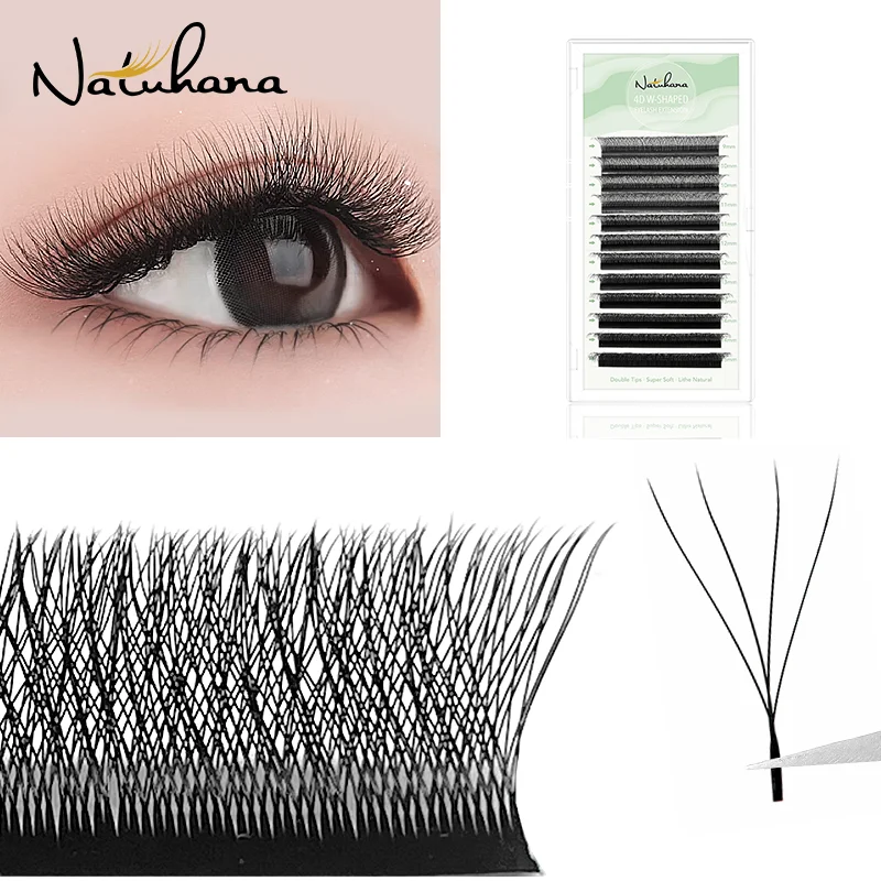 Top Trends: NATUHANA W Shaped 4D 5D 6D Clover Eyelash Extensions Individual Premade Russian Volume Fan Soft Natural Mink False Lashes Makeup Shoppable Styles